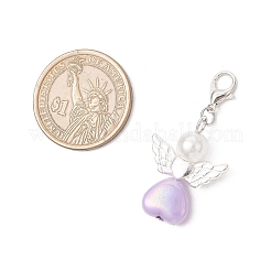 Подвеска в форме сердца ангела из АБС-пластика с имитацией жемчуга и акрила HJEW-JM03528-01