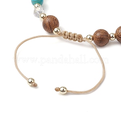 Pulseras de cuentas trenzadas de turquesa sintética teñida ajustable&nbsp;BJEW-JB10723-01