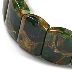 Synthetische rechteckige goldene Clinquant-Stein-Stretch-Armbänder&nbsp;G-P549-01D