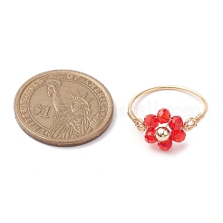 7 stücke 7 stile blume glas perlen finger ringe&nbsp;RJEW-JR00710-02