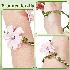 Brazaletes de poliéster con flores y alambre de hierro para la parte superior del brazo para mujer&nbsp;AJEW-GF0014-08A
