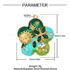 304 Edelstahl-Emaille-Anhänger&nbsp;STAS-OY014-37G-02