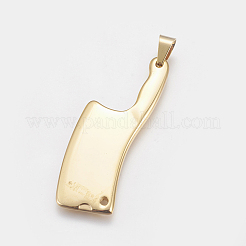 304ステンレススチール製ビッグペンダント  包丁  ゴールドカラー  52.5x19x2.5mm  穴：2mmと4x6mm&nbsp;STAS-F197-03G