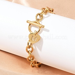 Браслеты с подвесками из нержавеющей стали 304 золотистого цвета NJEW-K284-01G-M