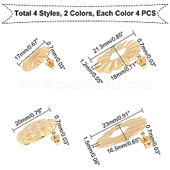 304ステンレススチールスタッドピアス金具  イヤナット/ピアスバックキャッチとシリコンイヤナット付き  混合図形  ゴールデン·ステンレス鋼色  イヤリング：32個/箱  イヤーナット：40個/箱&nbsp;STAS-UN0022-43