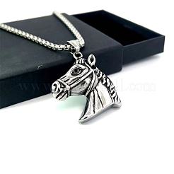 Винтажные ожерелья из нержавеющей стали с подвеской в виде лошади для мужчин TJ2948