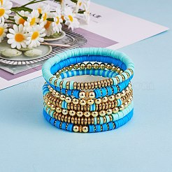 Набор эластичных браслетов из синтетического гематита и полимерной глины бусины хейши BJEW-PH01487-02