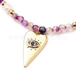 Collares con colgante de corazón de circonita cúbica micro pavé de latón&nbsp;NJEW-JN03174-02