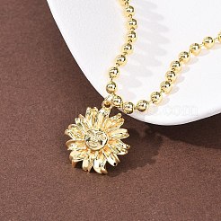 Латунные подвески-цветы с цепочкой из шариков&nbsp;NJEW-D348-01G