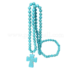 Синтетическая бирюза кулон круглые бусины ожерелья для женщин FS-WGECE81-01