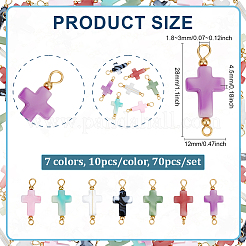 70 шт. 7-х цветные двухцветные акриловые подвески-соединители&nbsp;PALLOY-PH01847