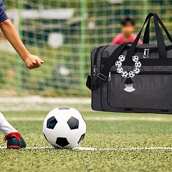 フットボールウッドビーズペンダント装飾  ステンレススチールワイヤーキーホルダー留め具とポリコットンタッセル、ハンドバッグビーチアクセサリー  ブラック  80x65mm&nbsp;HJEW-SW00116