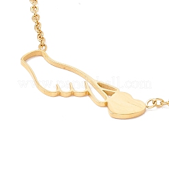 Ciondolo a forma di cuore in smalto con catene in acciaio inossidabile 304 per donna&nbsp;NJEW-P262-04G