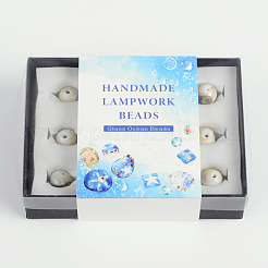 Стиль океана круглый ручной работы Lampwork бисер LAMP-F006-15