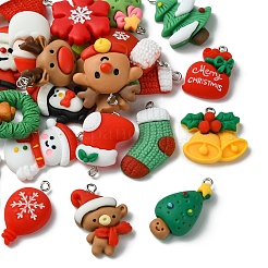 26шт 26 стиля рождественская тема непрозрачные подвески из смолы RESI-FS0001-74