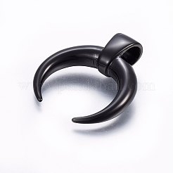 304ステンレスペンダント  ダブルホーン/三日月  ガンメタ色  36x32.5x10mm  穴：6x5mm&nbsp;STAS-H463-07B