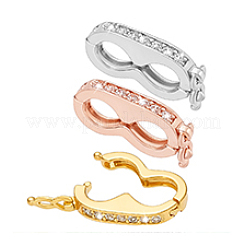 3 Stück 3 Farben Messing Micro Pave klare Zirkonia Twister Verschlüsse&nbsp;KK-PH0014-47