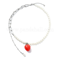 Collier pour femme avec pendentif fraise rouge en résine&nbsp;NJEW-JN06113