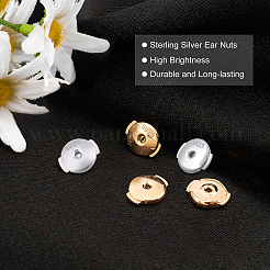 2ペア2色のスターリングシルバーのイヤリング  ピアスバックキャッチ  ゴールデン·ステンレス鋼色  6x7x1.5mm  穴：1.2mm  1対/カラー&nbsp;STER-CN0001-14C