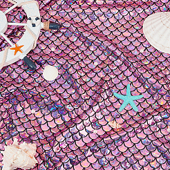 Glitzernder Fischschuppenstoff aus Polyester mit Meerjungfrauen-Print und Hologramm&nbsp;AJEW-WH0314-449