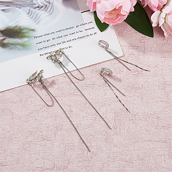 4 шт. 3 стильных пластиковых серьги-каффы с имитацией жемчуга и хрустальными стразами EJEW-FI0001-30