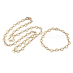 Schmucksets aus Herzgliederkette und Armband aus Edelstahl 304&nbsp;SJEW-L199-13G