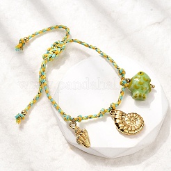 Браслеты с подвесками в форме ракушки из нержавеющей стали 304 BJEW-K237-19G