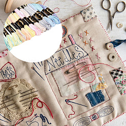 6層ポリエステル刺繍フロス  クロスステッチの糸  セグメント染めグラデーションカラー/クリスマス/秋カラーシリーズ  カラフル  0.5~1mm  約8.75ヤード（8m）/バンドル  12束/セット&nbsp;OCOR-WH20074-15B