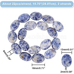 2 нити плоских овальных бусин из натуральной голубой яшмы с пятнами G-NB0003-78