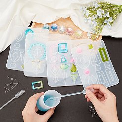 DIYイヤリングシリコン型作りキット  真鍮のピアスフック＆アイピン＆フラットヘッドピン＆オープン丸カン  プラスチック製ピアスキャッチ  ラテックス指サック  ミックスカラー&nbsp;DIY-SC0012-19