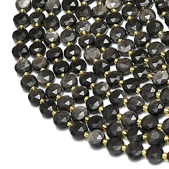 Бусы из натурального серебра обсидиан G-C116-A55-02