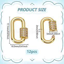 6 шт. латунные микро-паве прозрачные кубические цирконии винтовые карабины-замки&nbsp;ZIRC-ME0001-07