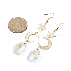 Orecchini asimmetrici in ottone con luna&nbsp;EJEW-JE05458