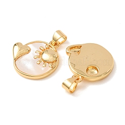 Pendentifs en laiton avec coquillage blanc&nbsp;KK-CBA2F11-39G
