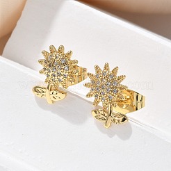 Серьги-гвоздики из циркония EJEW-D305-09G