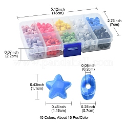 150 個 10 色不透明アクリルビーズ  スター  ミックスカラー  11x11.5x7mm  穴：2mm  15個/カラー&nbsp;OACR-FS0001-46