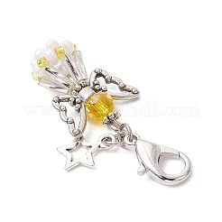 Подвесные украшения из стеклянных бусин и сплава в виде ангела HJEW-MZ00192