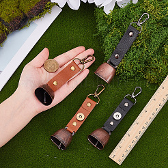 4 шт. 2-цветные брелки с колокольчиками из искусственной кожи и железа&nbsp;AJEW-CL0002-41