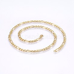 304ステンレススチールフィガロチェーンネックレス  カニカン付き  ゴールドカラー  17.7インチ（45cm）  4.5x1.2mm  リンク：6.5~10.5x4.5x1.2mm&nbsp;X-MAK-L015-29B
