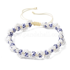 Браслеты из фарфоровых бусин с цветочным принтом ручной работы для женщин BJEW-JB12787