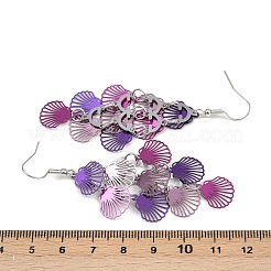 Серьги-подвески в форме ракушки из нержавеющей стали 430 EJEW-A137-03P-03