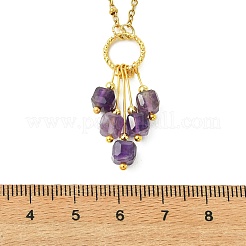 Collana da donna con ciondolo a nappa con perline a cubo sfaccettato in pietre preziose miste naturali e catena a satellite in acciaio inossidabile 304.&nbsp;NJEW-JN06447