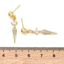 Boucles d'oreilles pendantes en laiton avec micro pavé de zircons cubiques pour femmes&nbsp;EJEW-A167-29A-G