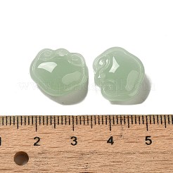 クリアガラスペンダント  長寿ロックチャーム  ダークシーグリーン  14x16x7mm  穴：1.2mm&nbsp;GLAA-D025-08M