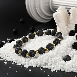 100шт 8мм натуральные бусины из вулканического камня круглые бусины DIY-LS0002-43