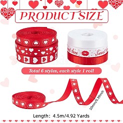 6 рулон 6-х цветной полиэстеровой ленты с принтом ко Дню святого Валентина OCOR-PH0004-23