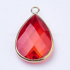 Pendenti a goccia in vetro color ottone dorato&nbsp;GLAA-M006-A-04G