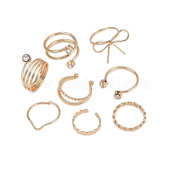 Комплект из 8 шт. латунных колец-манжет со стразами&nbsp;LS-RJEW-P157-01G