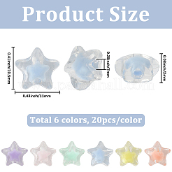 120шт 6 цвета прозрачные акриловые бусины&nbsp;TACR-SC0001-49