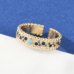 Манжеты из латуни с микро паве кубический цирконий для женщин RJEW-S400-06G